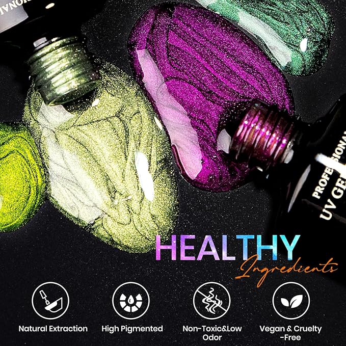 Cat Eye Gel Nail Polish Set - 12 Colors 9D Magnetic Nail Polish Gel Galaxy Cateye Nail Gel Polish with 1 Black Gel and Magnetic Lamp Cure Required Home Manicure DIY Nail Art