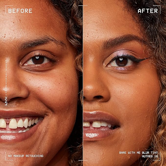 NYX PROFESSIONAL MAKEUP Bare With Me Blur Skin Tint Foundation Make Up with Matcha, Glycerin & Niacinamide - Nutmeg-VivaGrace Women