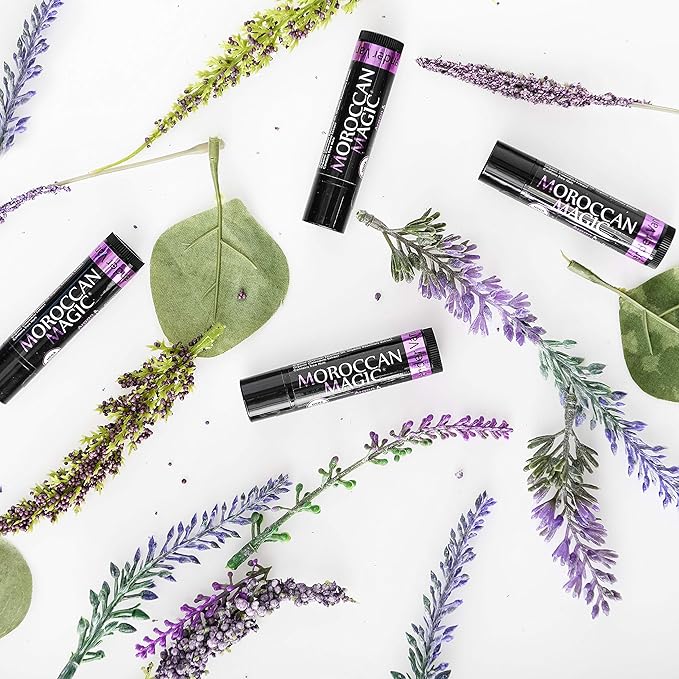 Moroccan Magic Organic Lavender Vanilla Lip Balm 3 Pack | Ultra-Hydrating Argan & Essential Oil Lip Moisturizer + Vitamin E | Natural Chapstick for Dry Lips | Smooth, Non-Toxic | Organic Lip Balm-VivaGrace Women