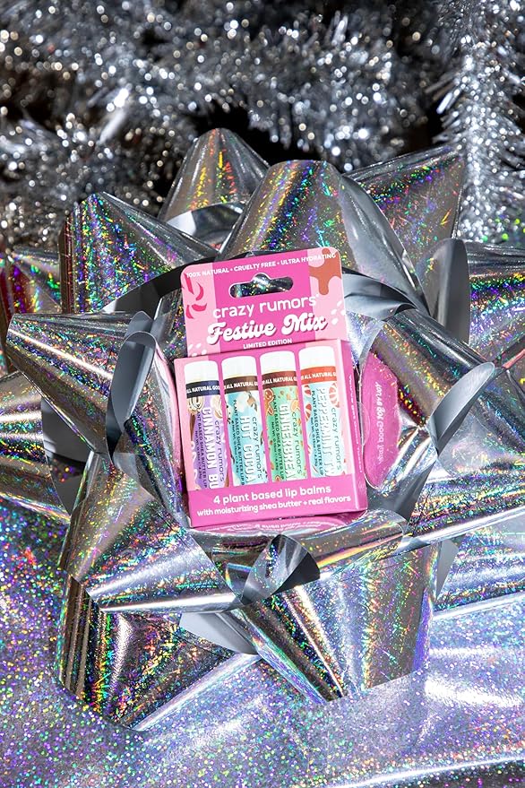 Crazy Rumors Festive Mix - Gingerbread, Hot Cocoa, Cinnamon Bun + Peppermint Twist - 4 Pack Lip Balm-VivaGrace Women