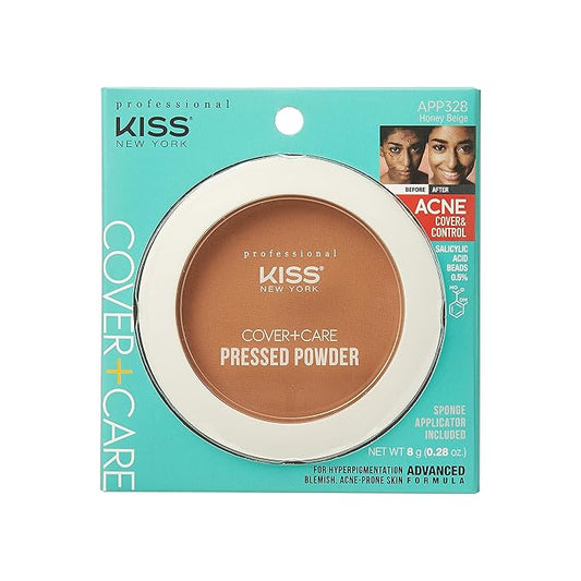 KISS Cover and Care Acne Control Pressed Powder Shine Free Face Light Weight Makeup Setting Powder - APP328 (Honey Beige)-VivaGrace Women