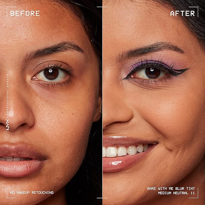 NYX PROFESSIONAL MAKEUP Bare With Me Blur Skin Tint Foundation Make Up with Matcha, Glycerin & Niacinamide - Medium Neutral-VivaGrace Women