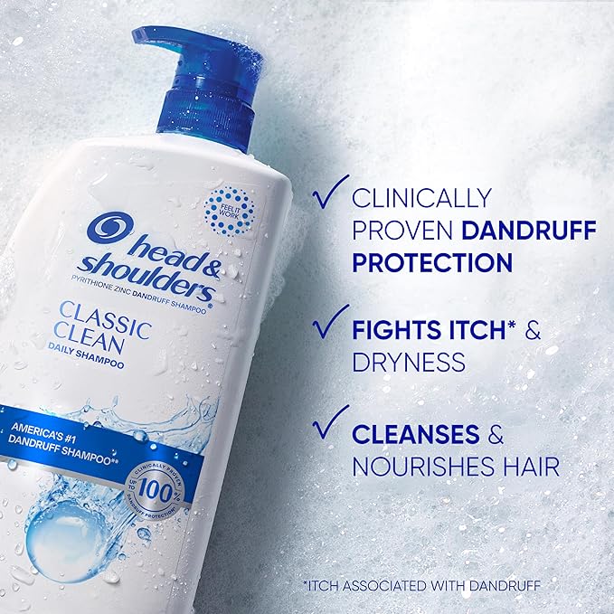 Head & Shoulders Classic Clean Dandruff Shampoo Twin Pack, Anti-Dandruff Daily Use, Paraben-Free, Color-Safe, 32.1 Fl Oz Each (Set of 2)-VivaGrace Women