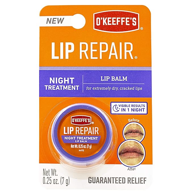 O'Keeffe's Lip Repair Night Treatment Lip Balm, 0.25 Ounce Jar, (Pack of 1)-VivaGrace Women