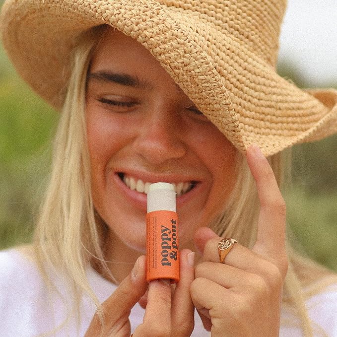 Poppy & Pout Orange Bloom Jumbo Lip Balm | All Natural Lip Balms & Moisturizers | Hydrates with Beeswax, Vitamin E, Organic Coconut Oil | Cruelty-Free | Lip Balm in Recyclable Cardboard Tube-VivaGrace Women