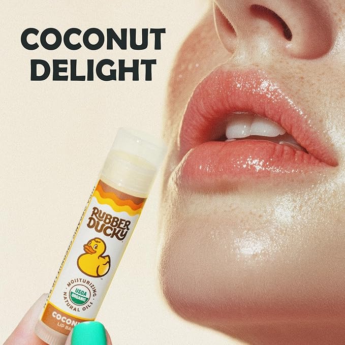 Rubber Ducky Sunscreen - Organic Lip Balm for Women, All Natural Lip Balm Stick with Vitamin E - Moisturizing & Hydrating Lip Balm for Dry Lips - Untinted and Non-Toxic Lip Care - Coconut, 3 Pack-VivaGrace Women
