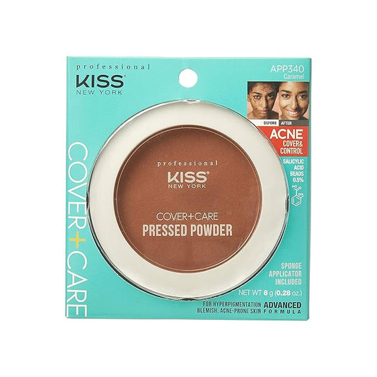 KISS Cover and Care Acne Control Pressed Powder Shine Free Face Light Weight Makeup Setting Powder - APP340 (Caramel)-VivaGrace Women