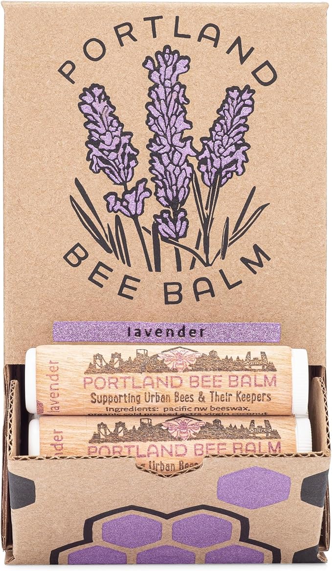 Portland Bee Balm All Natural Handmade Beeswax Based Lip Balm, Lavender 24 Count-VivaGrace Women