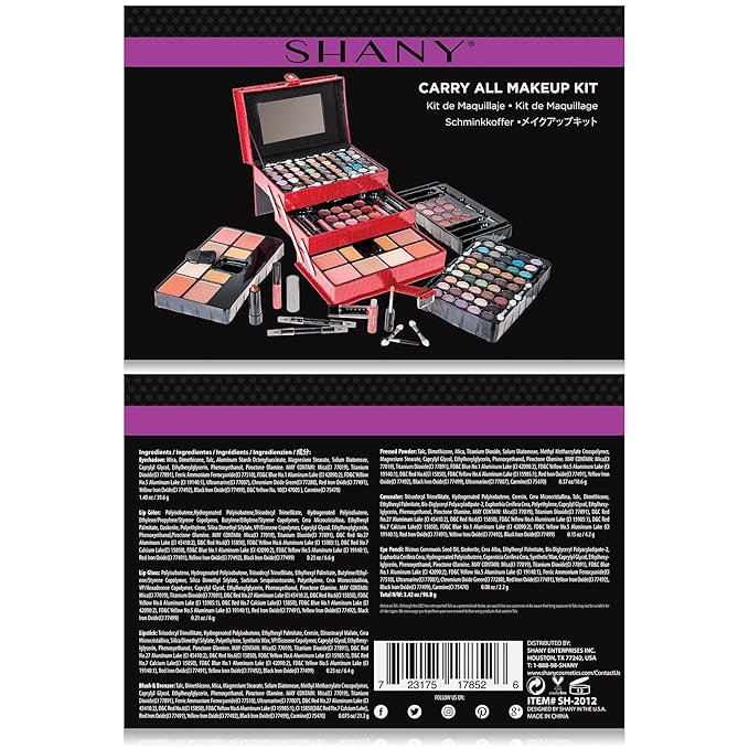 SHANY All In One Makeup Kit (Eyeshadow, Blushes, Face Powder, Lipstick, Eye liners, Makeup Pencils and Makeup Mirror - Makeup Set With Reusable Makeup Storage Box - Red-VivaGrace Women