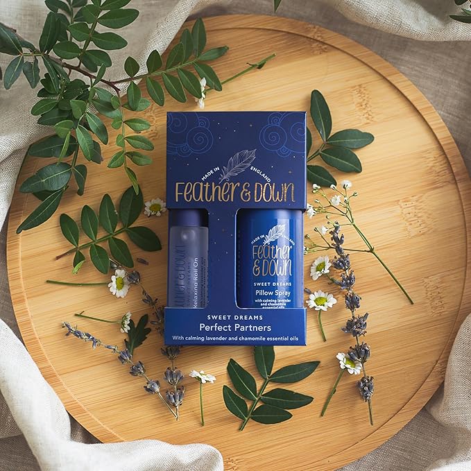 Feather & Down Sweet Dream Perfect Partners Gift Set: 50ml Pillow Spray & 10ml Roll-On, With Calming Lavender & Chamomile Essential Oils, Vegan & Cruelty Free-VivaGrace Women