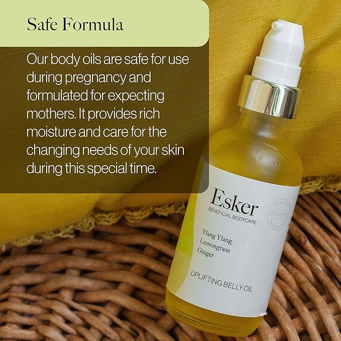ESKER Natural Uplifting Belly Oil | (4.0oz) | Plant-Based Formulated with Antioxidants Promoting Deep Hydration and Cell Regeneration | Skin Stays Nourished and Resilient During Pregnancy-VivaGrace Women