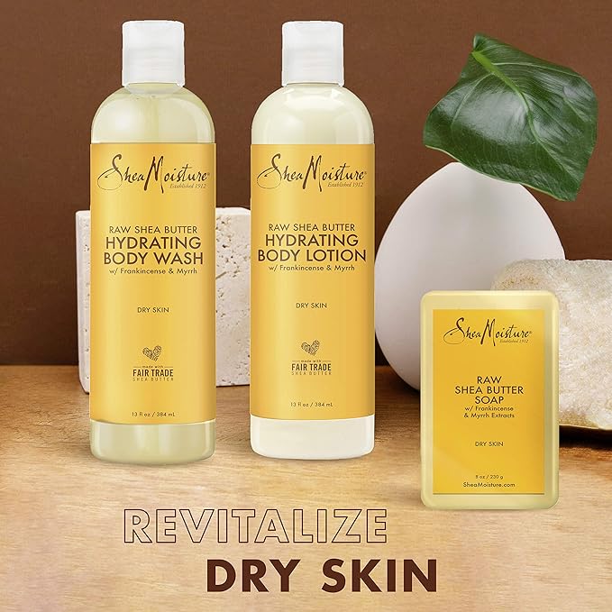 SheaMoisture Hydrating Bath and Body Kit Skin Care Products for Dry Skin Raw Shea Butter Hydrating Pack of 3-VivaGrace Women
