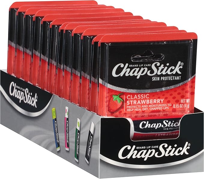 ChapStick Classic Skin Protectant (Strawberry, 0.15 Ounce Stick ,24 Count (Pack of 1)-VivaGrace Women