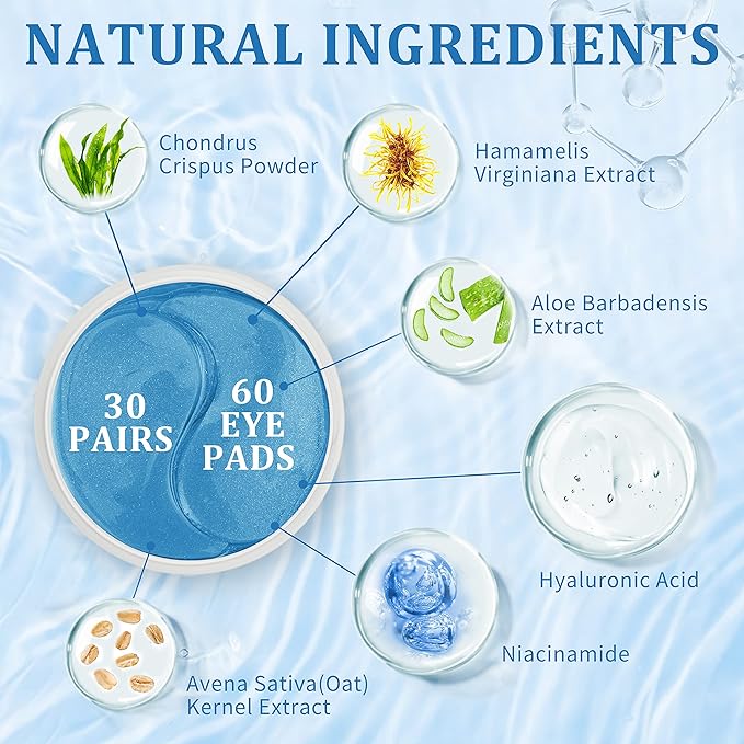 Under Eye Patches, Hyaluronic Acid Eye Mask, Collagen Eye Pads for Dark Circles, Eye Bags, Puffiness, Diminish Fine Lines and Wrinkles, Moisturize and Tighten Eye Skin for Men and Women-VivaGrace Women