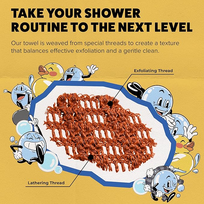GOSHI Exfoliating Shower Towel - Rip-Resistant Exfoliating Washcloth for All Skin Types - Marigold Yellow - Made in Japan-VivaGrace Women
