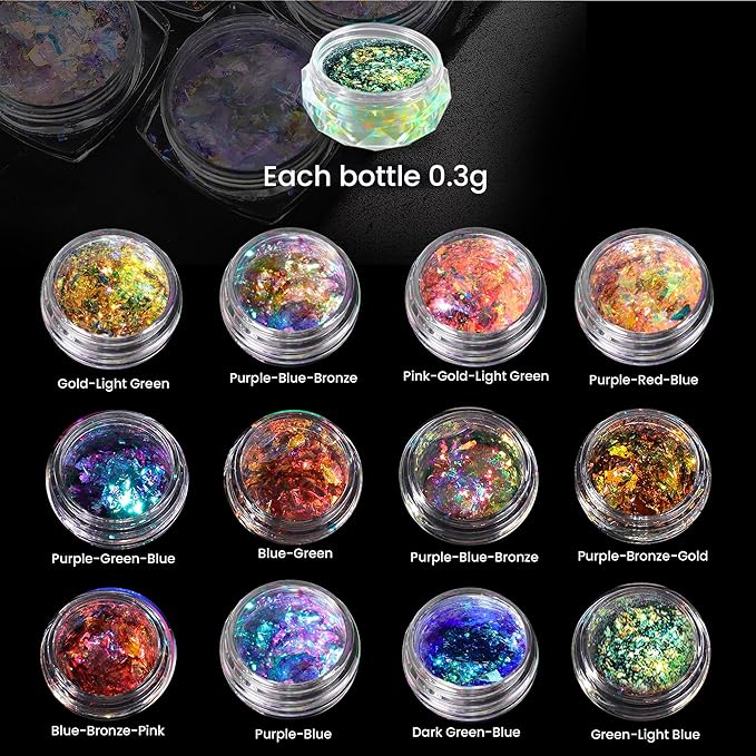 Chameleon Flakes & Chameleon Aurora Opal Flakes - Chameleon Flakes for Resin, Nails - Chameleon Mica Powder for Epoxy Resin, Paint-VivaGrace Women
