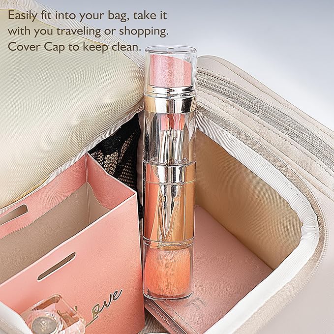 kullder Travel Makeup Brush 5 in 1 Makeup Brush set Blend Sponge Eyebrow Eyeshadow & Blush Brushes for Foundation Concealer Double Ended Makeup Brush with Powder Puff Ideal Womens Gifts-VivaGrace Women