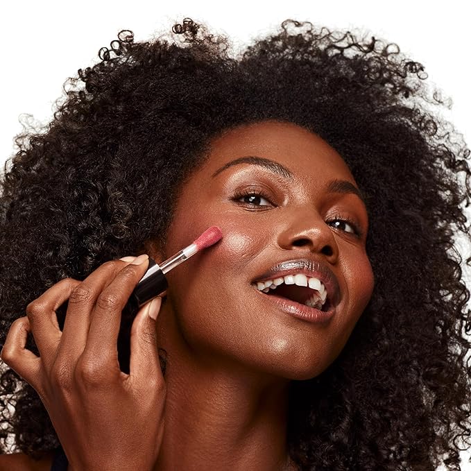 Saie Dew Blush - Lightweight Liquid Blush with a Blendable + Buildable Cream Finish - Dewy Cheek Tint with Doe Foot Wand Makeup Applicator - Warm Dusty Rose - Cutie (.40 oz)-VivaGrace Women