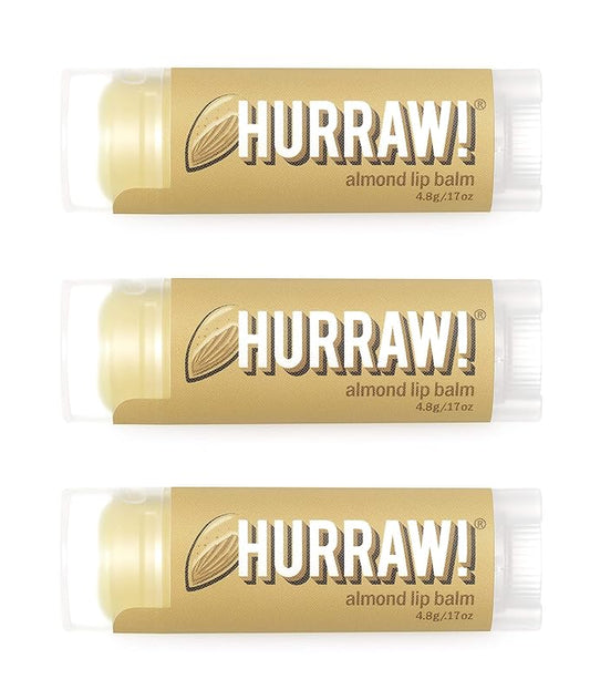 Hurraw! Almond Lip Balm, 3 Pack: Organic, Certified Vegan, Cruelty and Gluten Free. Non-GMO, 100% Natural Ingredients. Bee, Shea, Soy and Palm Free. Made in USA-VivaGrace Women