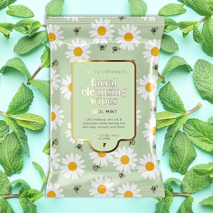 Beauty Concepts Facial Wipe Set - Packs of Face Wipes, Makeup Removing Wipes, Coconut, Honey & Shea, Vanilla Almond, & Cool Mint