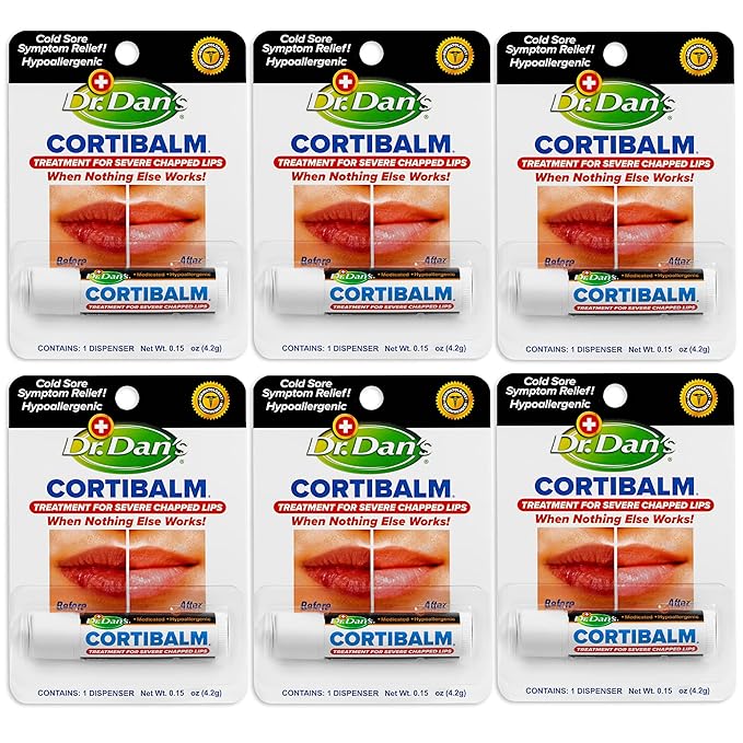 Dr. Dan's Cortibalm-6 Pack-for Dry Cracked Lips - Healing Lip Balm for Severely Chapped Lips - Designed for Men, Women and Children-VivaGrace Women