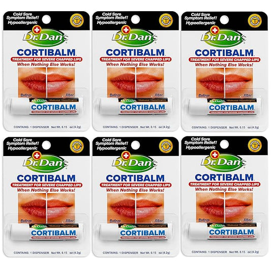 Dr. Dan's Cortibalm-6 Pack-for Dry Cracked Lips - Healing Lip Balm for Severely Chapped Lips - Designed for Men, Women and Children-VivaGrace Women