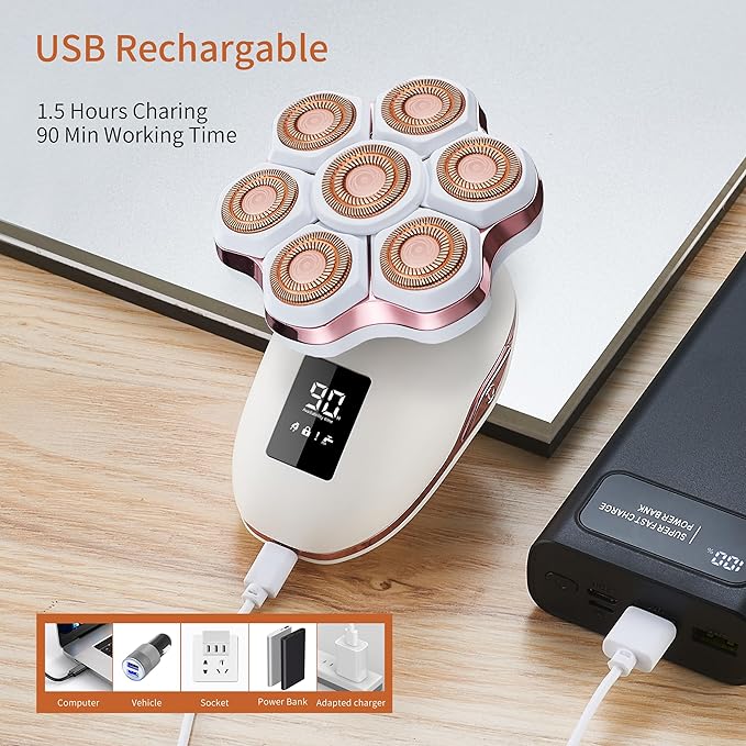 Women's Electric Razors for Women Legs Pubic Facial Hair Removal 3 in 1 Womens Electric Shaver for Women,Bikini Trimmer for Lady,Magnetic Head Shaver for Men,Waterproof-VivaGrace Women