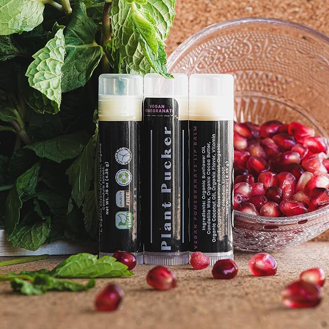 Vegan Lip Balm (3-Pack) (Pomegranate)-VivaGrace Women