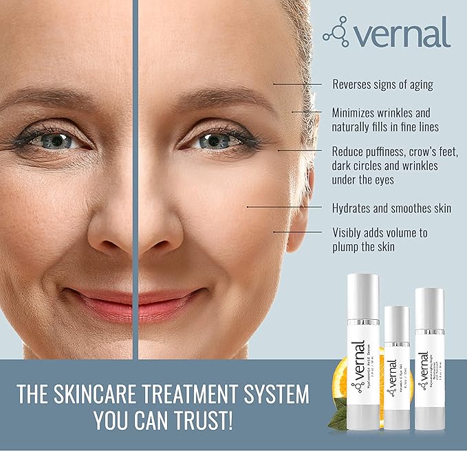 Vernal Anti Wrinkle Eye Cream - Vitamin C and Hyaluronic Acid Infused Collagen Eye Cream, Dark Circle Depuffing Eye Bag Cream for Dark Circles, Puffiness, Under Eye Bags, Crows Feet & Fine Lines-VivaGrace Women