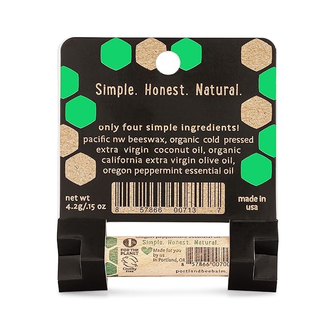 Portland Bee Balm All Natural Handmade Beeswax Based Lip Balm, Oregon Mint 1 Count-VivaGrace Women