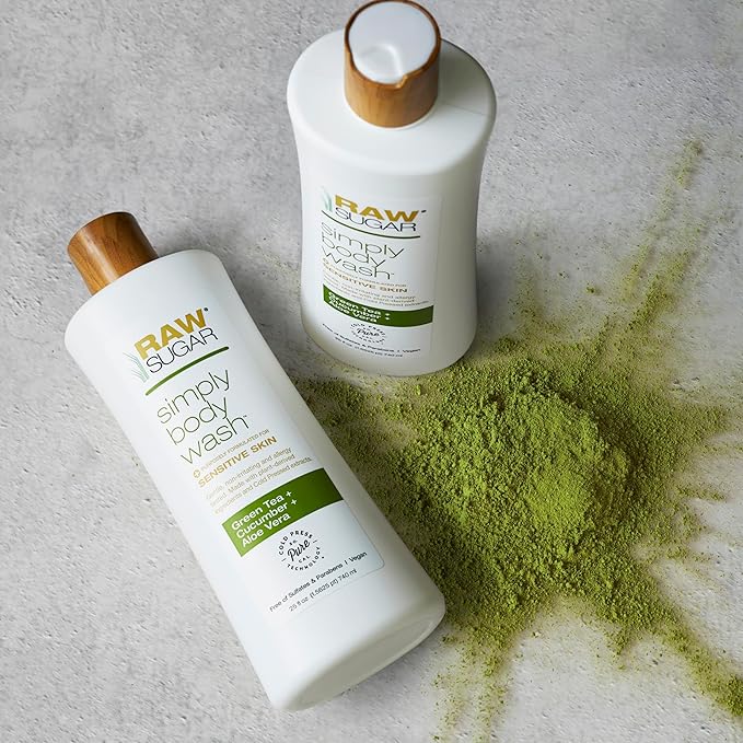 Raw Sugar Green Tea + Cucumber + Aloe Vera Body Love Bundle - Sensitive Skin Body Wash, Body Scrub & Body Butter, Clean Ingredients, Formulated without Sulfates and Parabens-VivaGrace Women