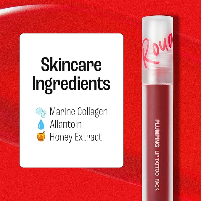 Rouge Star Plumping Lip Tattoo (0.17 oz) - 72-HR Long Lasting Waterproof Peel Off Lip Stain - Transfer-Proof, Non -Sticky Hydrating Matte Lip Tint Tattoo (Classic Red)-VivaGrace Women