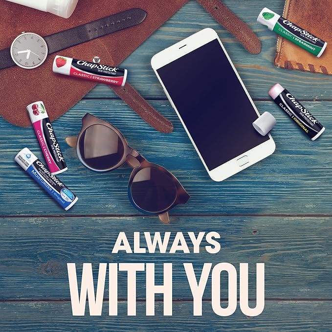 ChapStick Classic Collection Flavored Lip Balm Tubes Pack, Lip Moisturizer - 0.15 Oz (Box of 5 Packs of 3)-VivaGrace Women