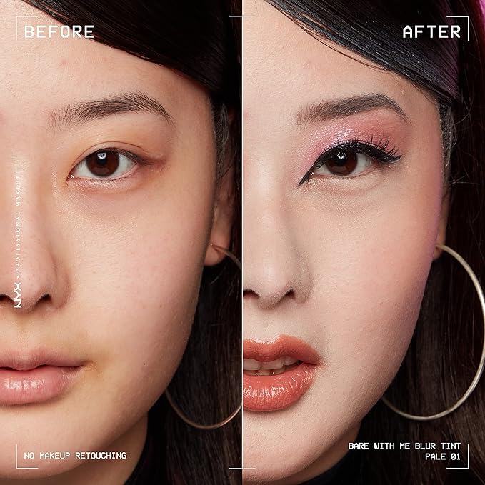 NYX PROFESSIONAL MAKEUP Bare With Me Blur Skin Tint Foundation Make Up with Matcha, Glycerin & Niacinamide - Pale-VivaGrace Women