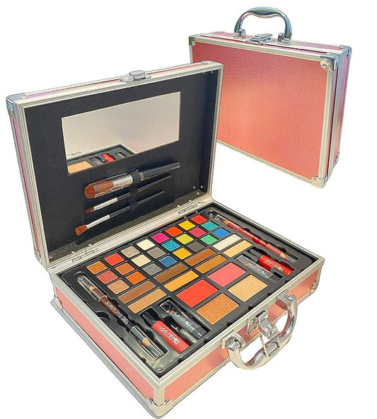 BR Carry All Trunk Professional Makeup Kit - Eyeshadow, Eyeliner, Lip Stick All In One Clear Case (RedCase)-VivaGrace Women