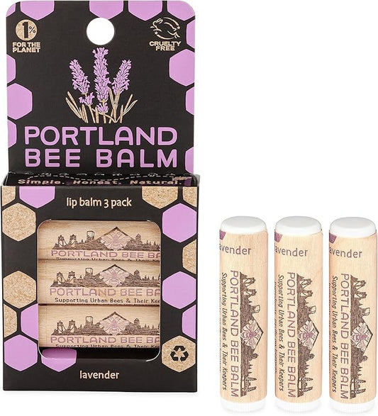 Portland Bee Balm All Natural Handmade Beeswax Based Lip Balm, Lavender 3 Count-VivaGrace Women