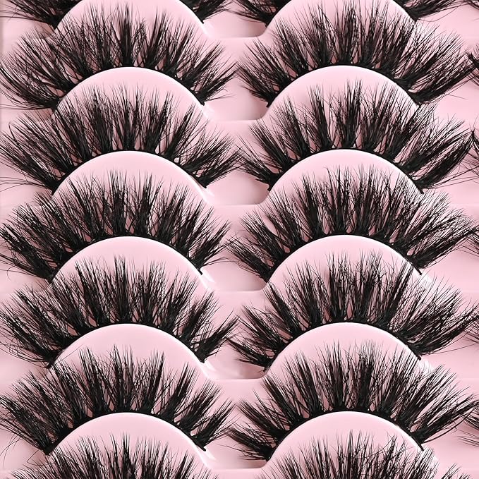 FARRED Cat Eye Lashes Fluffy False Eyelashes 14 Pairs Fake Eyelashes Natural Look Short Natural Lashes Cateye Lash Wispy Volume Eyelash Faux Mink Strip Lashes Pack for Daily Makeup (F27 | 9-17mm)-VivaGrace Women