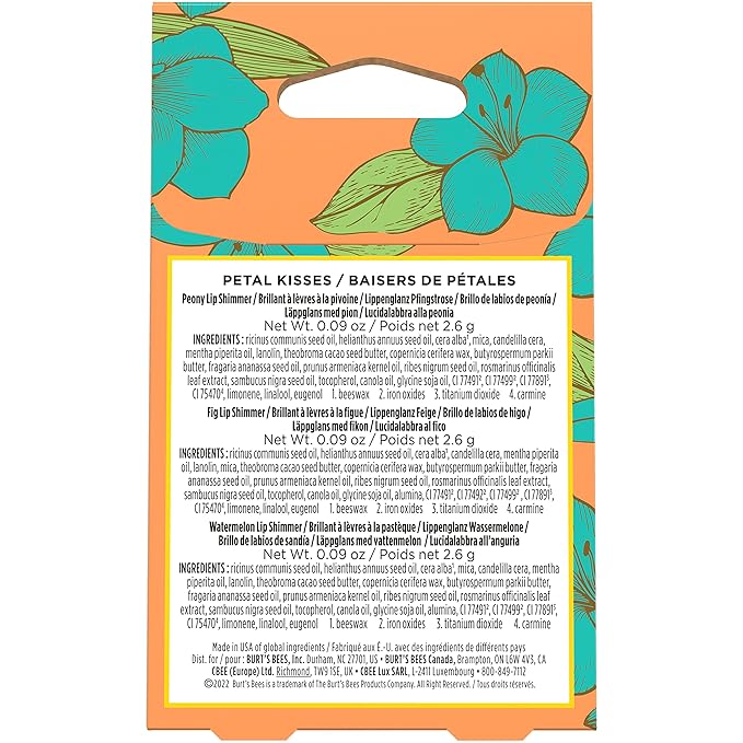 Burt's Bees Lip Balm Spring Gifts, 3 Nourishing Lip Care Shimmers for All Day Glow, Kissable Color Spring Gift Set -Peony, Fig & Rhubarb (Packaging May Vary)-VivaGrace Women