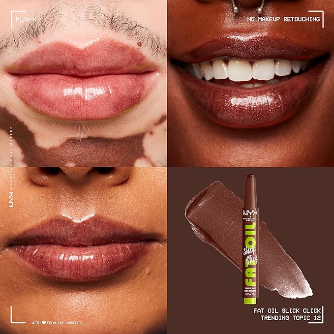 NYX PROFESSIONAL MAKEUP Fat Oil Slick Click, Lightweight, Buildable, Pigmented Vegan Lip Balm - Trending Topic-VivaGrace Women