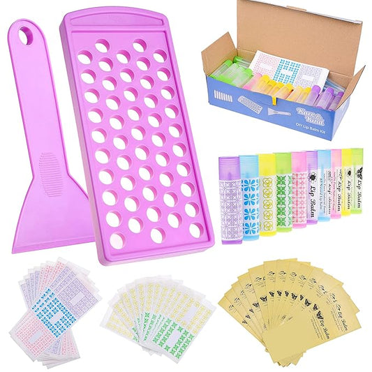 Lip Balm Filling Tray and Spatula Set - Fast and Easy to Use - Just Pour & Spread - Instantly Fills 50 Lip Balm Containers (sold separately) (Lip Balm Crafting Kit (Purple))-VivaGrace Women