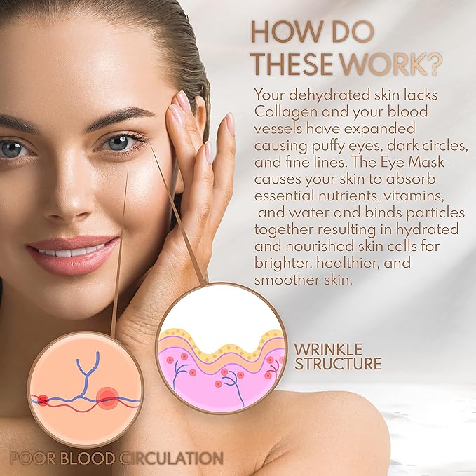 Under Eye Anti-Aging Eye Mask Collagen Patch Treatment for Minimizing Wrinkles, Puffy Eyes, Eye Bags, Dark Circles, Fine Lines Under the Eye, Looking Less Tired, Revitalizing, Moisturizing and Refreshing Your Skin 12 Pairs (Gold)-VivaGrace Women