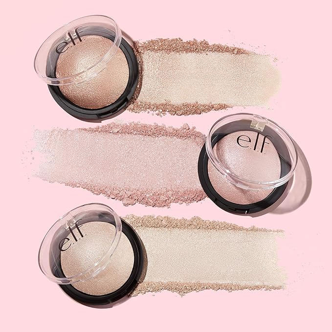 e.l.f., Baked Highlighter, Sheer, Shimmering, Hydrating, Blendable, Glides On, Creates a Radiant Glow, Nourishes, Apricot Glow, Infused with Vitamin E, Jojoba and Grape Oils, 0.16 Oz-VivaGrace Women