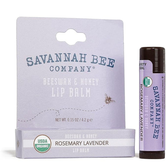 Savannah Bee Lip Balm Hanger 0.15 oz - Invigorating Mint Flavor - Natural Ingredients for Supple, Soft Lips - Convenient Hanger Design (.15 Oz, Rosemary Lavender)-VivaGrace Women