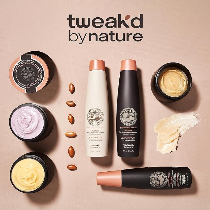 Tweak'd by Nature - Restore Cleansing Hair Treatment, Paraben and Sulfate Free, Damaged Hair Treatment, Shampoo, Conditioner, Detangler, Intensive Hydrating Solution and Shine Serum (16oz)-VivaGrace Women