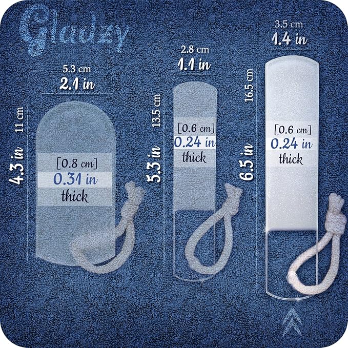 Genuine Czech Glass Foot File by GLADZY - Gentle Callus Remover Foot Rasp, Pedicure & Spa Rough Skin Scrubber, Two-Sided Etched Different Grit Surface, Professional Toenail & Heels Care, Made in EU-VivaGrace Women