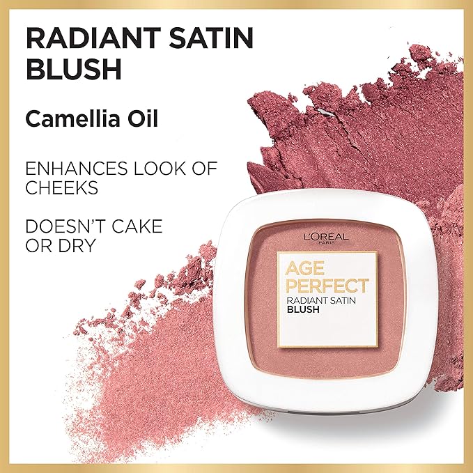 L'Oreal Paris Age Perfect Radiant Satin Blush with Camellia Oil, Amber-VivaGrace Women
