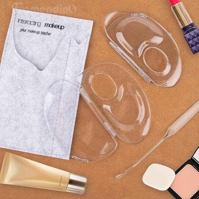 Framendino, 2 Set 3 in 1 Handheld Makeup Mixing Palette, Acrylic Transparent Mixing Foundation Tray with Foundation Spatula for Makeup Artist and Beginner-VivaGrace Women