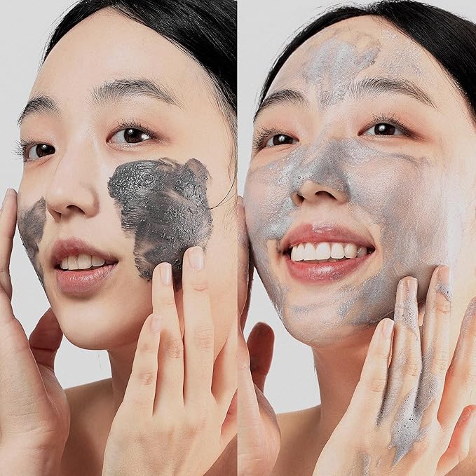 MOTHER MADE Charcoal Clay Enzyme Powder Vegan Facial Cleanser with Salicylic Acid, Vitamin C, Hyaluronic Acid, 2.47 oz, Super Gentle Exfoliating Face Scrub, Pore Cleansing Exfoliant, Natural