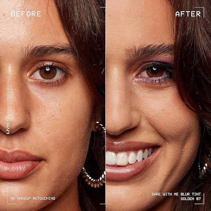 NYX PROFESSIONAL MAKEUP Bare With Me Blur Skin Tint Foundation Make Up with Matcha, Glycerin & Niacinamide - Golden-VivaGrace Women