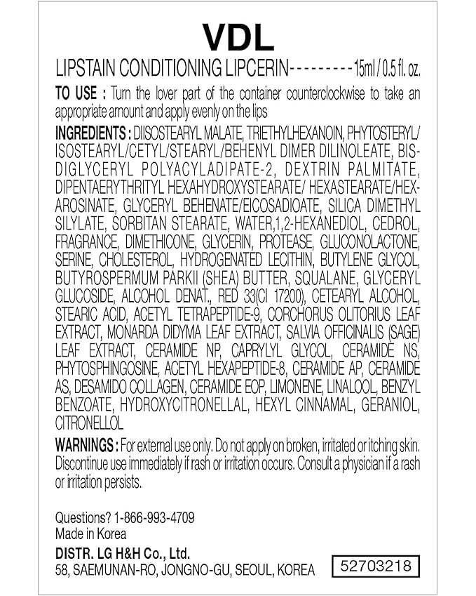 VDL Herbal Lipcerin (0.5fl oz) - Bergamot, Mallow Leaf, Sage. Long Term Moisturizing, Plumping, Conditioning Lip Gloss Balm. Korean Skin Care Sleeping Mask for Dry, Chapped Lips.-VivaGrace Women